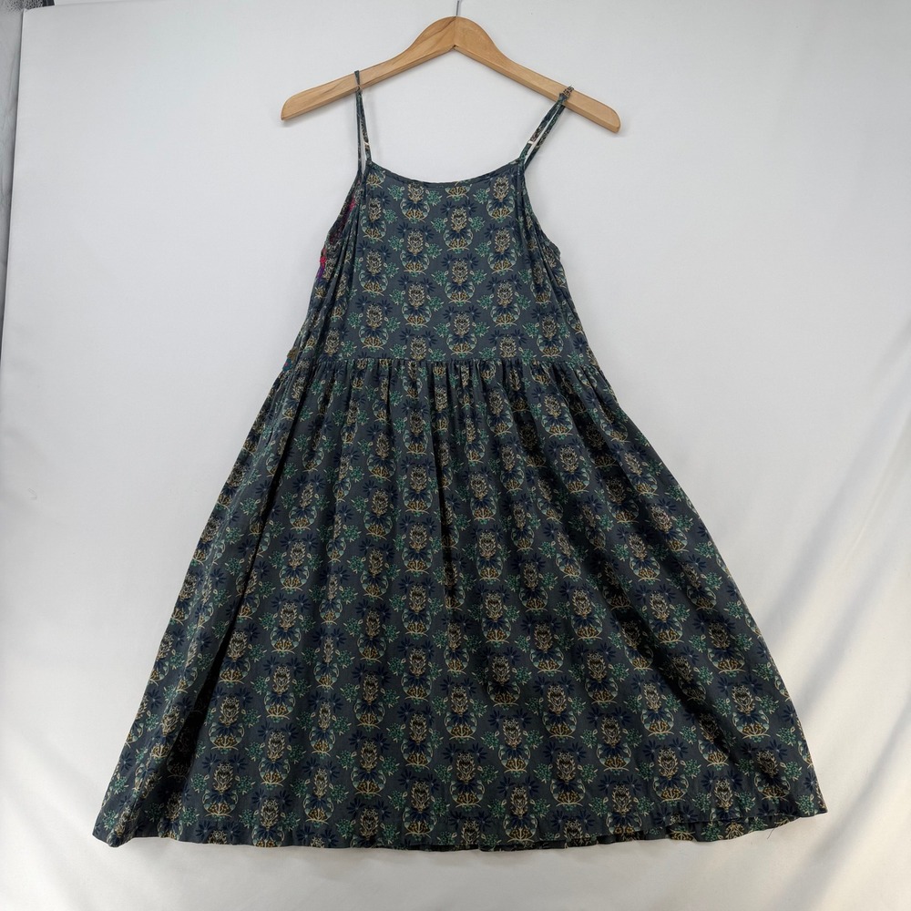 Natural Life Boho Floral Embroidered Rayon Midi Sundress Grey Pink Small - Picture 2 of 10